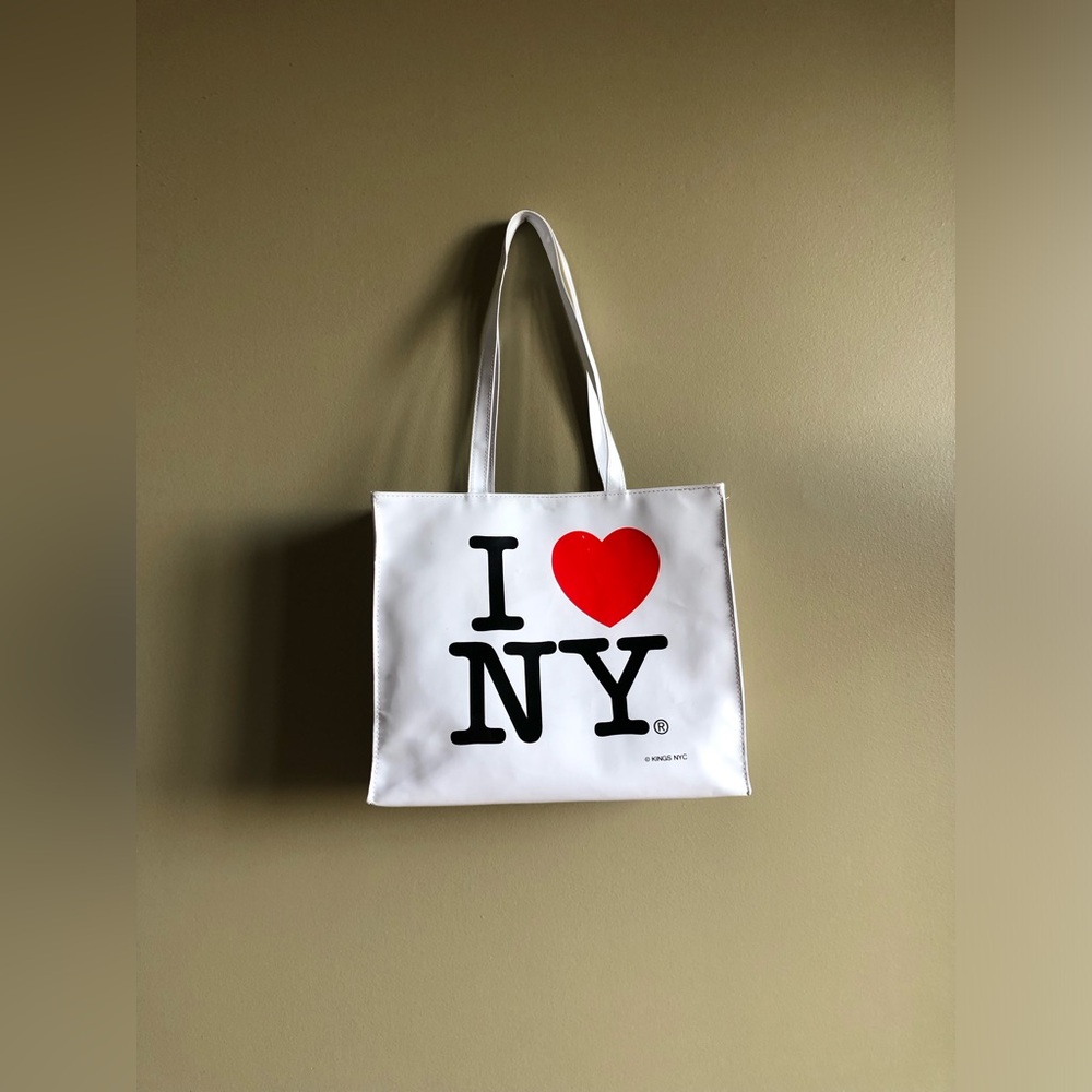 Y2K Retro I Love NY White Canvas Tote Bag